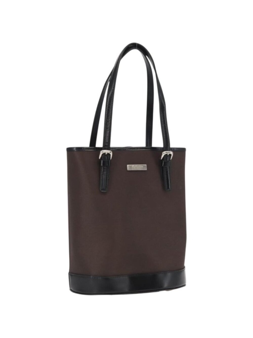 Burberrys Blue Label Tote Bag Nylon Brown Silver